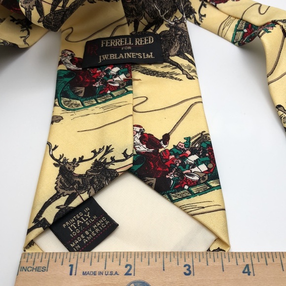 FR Ferrell Reed for J.W. Blaine’s Ltd 100% Italy Silk Tie Christmas theme. - Picture 8 of 10